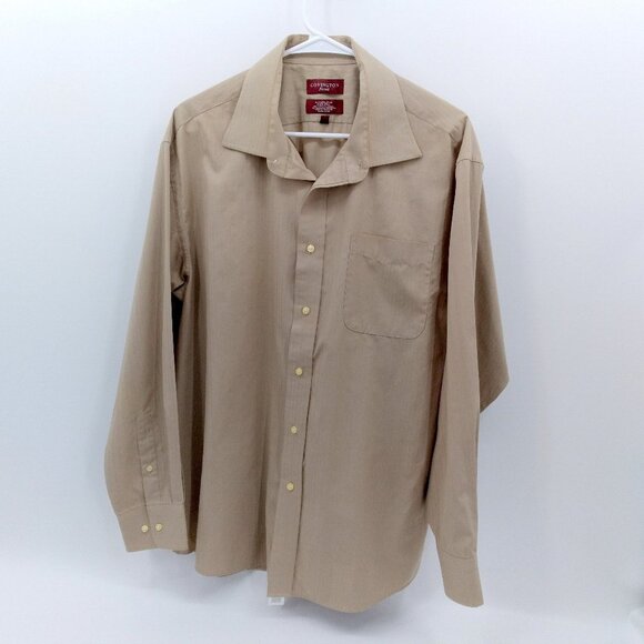 Covington Fitted Wrinkle Free Tan Long Sleeve Shirt XL - Picture 1 of 10